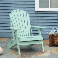 Outsunny Adirondack Tuinstoel met Uitschuifbare Voetensteun en Opvouwbaar Ontwerp - Groen(m-9)