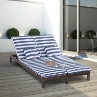 Outsunny ligbank voor buiten dubbele ligstoel relax ligstoel voor 2 personen 5 standen metaal PE-rotan blauw(m-10)