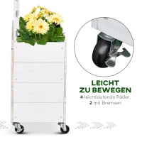Outsunny Pflanzkasten mit Rankgitter Rollen Blumenkasten Rankkasten Rosenbogen mit Rankhilfe für Kletterpflanzen Garten Holz Weiß 76 x 30 x 155 cm(m-6)