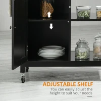 HOMCOM Carucior de Bucatarie din Lemn cu Sertar, Dulapior si Etajere cu Roti, 83x45x88cm, Negru(m-7)