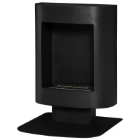 Semineu cu alcool portabil HOMCOM, fara aerisire, cu arzatoare cu bioetanol de 1,5 L/ 3 ore, incalzitoare cu baza din otel de 2000 W pentru interior si exterior, Negru(m-11)