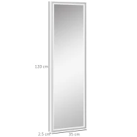 HOMCOM Full Length Mirror, 120x35cm Wall Mirror, Rectangle Dressing Mirror, Long Mirror for Bedroom, Living Room, White(m-3)