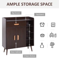 HOMCOM Sideboard, Side Cabinet, Floor Cupboard with Storage Drawer for Hallway, Kitchen, Bedroom, Living Room, Walnut(m-4)