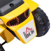 HOMCOM Motocicleta Elétrica Infantil com 3 Rodas Triciclo a Bateria 6V para Crianças de 18-36 Meses com Farol Buzina 72x57x56cm  Amarelo(m-13)