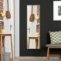 HOMCOM Full Length Mirror, 120x35cm Wall Mirror, Rectangle Dressing Mirror, Long Mirror for Bedroom, Living Room, White(m-11)