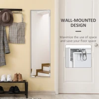 HOMCOM Full Length Mirror, 120x35cm Wall Mirror, Rectangle Dressing Mirror, Long Mirror for Bedroom, Living Room, White(m-4)