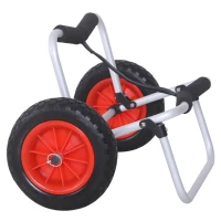 HOMCOM wózek do kajaka, wózek kajakowy, wózek do deski surfingowej, składany, z paskiem, z oponami PU, aluminium, do 90 kg(m-5)