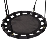 HOMCOM Altalena da Giardino con Rete Traspirante per Bambini Φ60x3.5cm Nero(m-7)