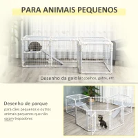 PawHut Recinto Metálico para Animais de Estimação com 16 Painéis de 68x68x2,5cm  Trava e Escada para Cobaias Desenho DIY Branco(m-5)
