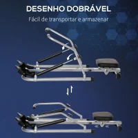 HOMCOM Máquina de Remo Hidráulico Dobrável com 4 Níveis de Resistência Ecrã Digital e Pedal Antiderrapante para Fitness em Casa Aço 129x70x70cm Preto e Prata(m-7)