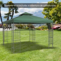 Outsunny Toldo de Substituição 3x3m para Pérgolas Toldo de Substituição de Pérgolas de Jardim Verde(m-2)