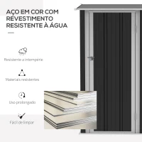Outsunny Abrigo de Jardim 1,07m² 142x84x189cm Abrigo de Jardim de Aço Galvanizado com Porta Fechadura e Orifícios de Drenagem para Armazenamento de Ferramentas Cinza(m-4)