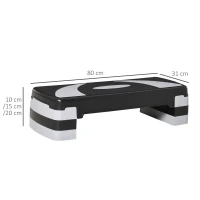 HOMCOM Step para Exercício Aeróbico Plataforma Step com Altura Ajustável em 3 Níveis com Carga Máxima 150kg para Exercício em Academia Casa 80x31x10-20cm Preto e Branco(m-3)