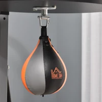 HOMCOM Saco de Boxe Suspenso com Suporte Bola de Velocidade Ajustável em Altura de 167-187cm e Inflador para Treinamento Fitness em Casa Ginásio 115×157×221 cm Preto e Cinza(m-11)