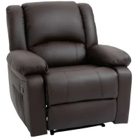 HOMCOM Poltrona Relax Reclinabile con Maniglia e Tasche Laterali, 100x89x100cm, Marrone(m-11)