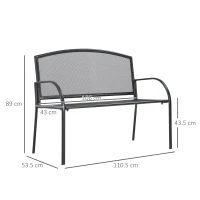 Outsunny Banca de Gradina cu 2 Locuri din Otel, pentru Terasa si Parc, 110.5x53.5x89cm, Gri(m-3)