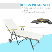 Outsunny Sdraio da Giardino Schienale Reclinabile 4 Livelli, Polyrattan e Alluminio, Chaise Longue da Esterno e Interno(m-5)