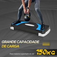 HOMCOM Step para Exercício Aeróbico Plataforma Step com Altura Ajustável em 3 Níveis com Carga Máxima 150kg para Exercício em Academia Casa 80x31x10-20cm Azul(m-6)