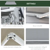 Outsunny Tenda da Sole per Esterno 250x200cm, Tenda a Bracci Avvolgibile, Tenda Ombreggiante a Rullo, Grigio(m-7)