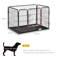 PawHut Box per Cani in Metallo con Porta e Vassoio sul Fondo, 125x78x80cm, Grigio(m-3)