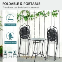 Outsunny Set de Gradina cu Mozaic de 3 Piese, din Metal, Verde(m-5)