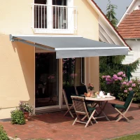Outsunny Tenda da Sole per Esterno 250x200cm, Tenda a Bracci Avvolgibile, Tenda Ombreggiante a Rullo, Grigio(m-10)