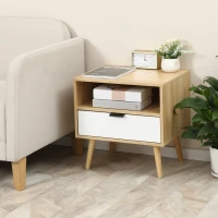 Noptiera HOMCOM cu sertar si raft, noptiera moderna, noptiera pentru dormitor, living(m-9)