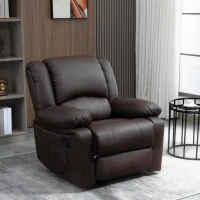 HOMCOM Poltrona Relax Reclinabile con Maniglia e Tasche Laterali, 100x89x100cm, Marrone(m-2)