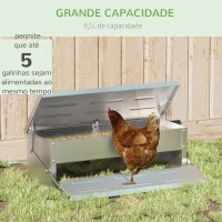 PawHut Comedouro para Aves de 8,5L de Capacidade Comedouro para Galinhas com Abertura Automática com Pedal 56x37x18,5cm Prata(m-4)