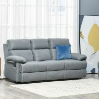 HOMCOM Divano 3 Posti in Microfibra con Schienale e Poggiapiedi Laterali Reclinabili, 198x86x97cm(m-10)