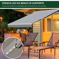 Outsunny Tenda da Sole per Esterno 250x200cm, Tenda a Bracci Avvolgibile, Tenda Ombreggiante a Rullo, Grigio(m-5)