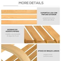 Outsunny Banco Baloiço de Madeira de 2 Lugares Baloiço Suspenso Carga Máxima 250kg para Jardim Terraço Balcão Exterior 141,5x51x78cm Natural(m-6)
