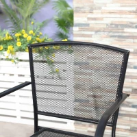 Outsunny Set de 2 Scaune de Gradina din Metal, Scaune de Exterior pentru Curte, Veranda si Terasa, Negru(m-8)