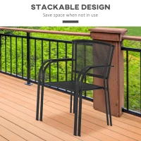 Outsunny Set de 2 Scaune de Gradina din Metal, Scaune de Exterior pentru Curte, Veranda si Terasa, Negru(m-7)