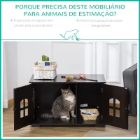 PawHut Casa para Gatos de Madeira Móvel para Caixa de Areia para Gatos 2 em 1 com Armário de Armazenamento Ampla Bancada 2 Portas com Janelas e Orifício de Entrada Lateral 80,3x52,6x48,8 cm Café(m-7)