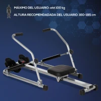 HOMCOM Máquina de Remo Hidráulico Dobrável com 4 Níveis de Resistência Ecrã Digital e Pedal Antiderrapante para Fitness em Casa Aço 129x70x70cm Preto e Prata(m-4)