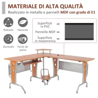 HOMCOM Scrivania ad Angolo per Computer scrivania da ufficio Tavolo PC in legno marrone(m-5)