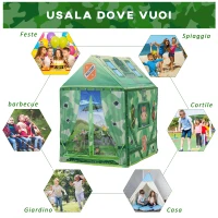 HOMCOM Ampia Tenda Gioco Mimetica per Bambini 3+ Anni, Ospita 3-4 Bambini (93x69x103cm)(m-7)