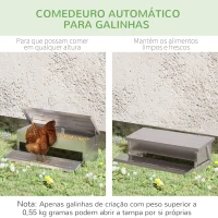 PawHut Comedouro para Aves de 8,5L de Capacidade Comedouro para Galinhas com Abertura Automática com Pedal 56x37x18,5cm Prata(m-5)
