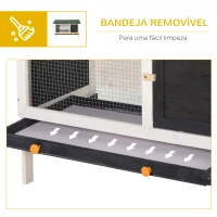 PawHut Coelheira de Madeira Gaiola Elevada para Coelhos Cobaias e Animais Pequenos com Teto Asfáltico Bandeja Removível e Porta com Trava 91x46x71cm Preto(m-6)