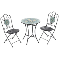 Outsunny Set de Gradina cu Mozaic de 3 Piese, din Metal, Verde(m-1)