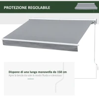 Outsunny Tenda da Sole per Esterno 250x200cm, Tenda a Bracci Avvolgibile, Tenda Ombreggiante a Rullo, Grigio(m-4)