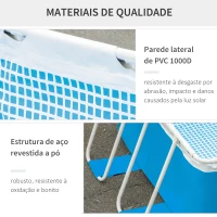 Outsunny Piscina Desmontável Tubular 340x215x80cm Piscina Retangular de Exterior com Purificador 4.000L/H Mangueiras de Comprimento 100cm e Estrutura de Aço 4200L Azul(m-6)