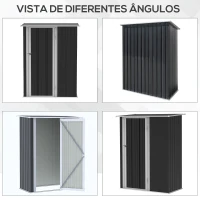 Outsunny Abrigo de Jardim 1,07m² 142x84x189cm Abrigo de Jardim de Aço Galvanizado com Porta Fechadura e Orifícios de Drenagem para Armazenamento de Ferramentas Cinza(m-6)