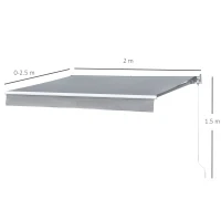 Outsunny Tenda da Sole per Esterno 250x200cm, Tenda a Bracci Avvolgibile, Tenda Ombreggiante a Rullo, Grigio(m-3)