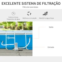 Outsunny Piscina Desmontável Tubular 340x215x80cm Piscina Retangular de Exterior com Purificador 4.000L/H Mangueiras de Comprimento 100cm e Estrutura de Aço 4200L Azul(m-5)