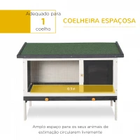 PawHut Coelheira de Madeira Gaiola Elevada para Coelhos Cobaias e Animais Pequenos com Teto Asfáltico Bandeja Removível e Porta com Trava 91x46x71cm Preto(m-4)