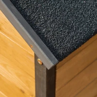 PawHut Cusca pentru Caini Talie Medie din Lemn de Brad, 130x93x92cm, Culoarea Lemnului si Negru(m-10)