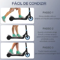 HOMCOM Trotinete Elétrica para Crianças acima de 6 Anos Trotinete Elétrica Dobrável com Altura Ajustável Bateria 24V Velocidade Máxima 8km/h Carga Máxima 50kg 71x36,5x75-80cm Azul(m-5)