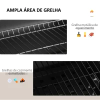 Outsunny Barbecue a Carvão com Rodas Prateleira Lateral e Termômetro para Jardim Campismo Exterior 115x56x108cm Cinza(m-4)